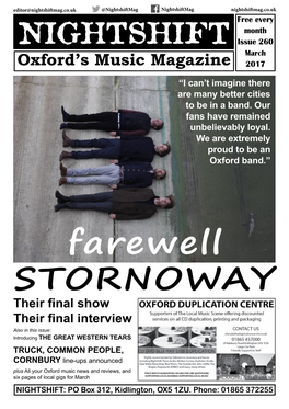 STORNOWAY Farewell