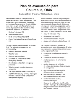 Evacuation Plan for Columbus, Ohio