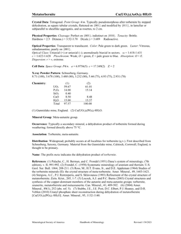 Metatorbernite Cu(UO2)2(Aso4)2·8H2O