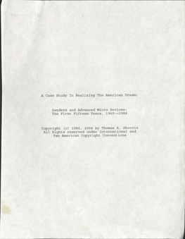 Sanders and Advanced Micro Devices: the First Fifteen Years, 1969—1984