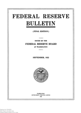 Federal Reserve Bulletin September 1922