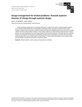 Towards Systemic Theories of Change Through Systemic Design Ryan J