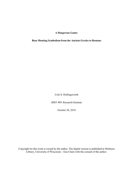 A Dangerous Game: Boar Hunting Symbolism from the Ancient Greeks