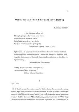 Optical Prose: William Gibson and Bruce Sterling Leonard Sanders