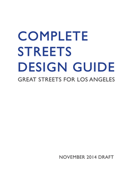 Complete Streets Design Guide Great Streets for Los Angeles