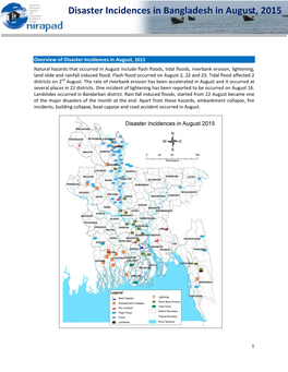 Disaster Incidences in Bangladesh in August, 2015