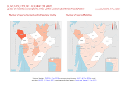 Burundi, Fourth Quarter 2020: Update on Incidents According to the Armed Conflict Location & Event Data Project