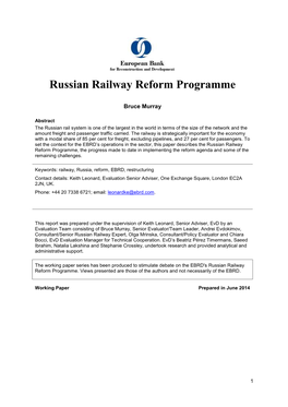 Russian Railway Reform Programme