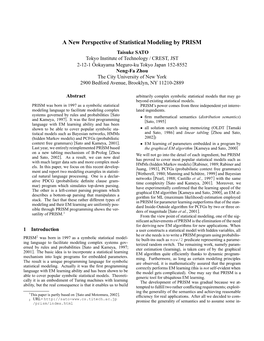 A New Perspective of Statistical Modeling by PRISM