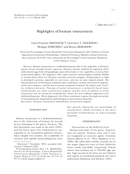 Highlights of Human Toxocariasis