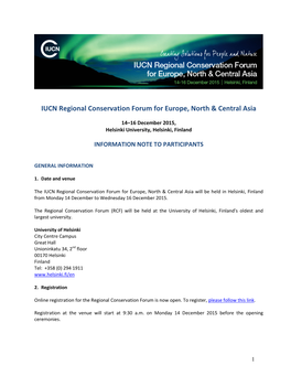 IUCN Regional Conservation Forum for Europe, North & Central Asia