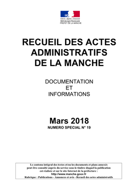 Recueil Des Actes Administratifs De La Manche