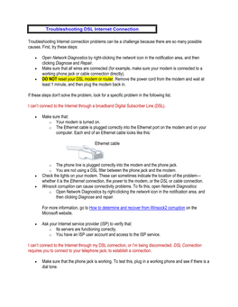 Troubleshooting DSL Internet Connection