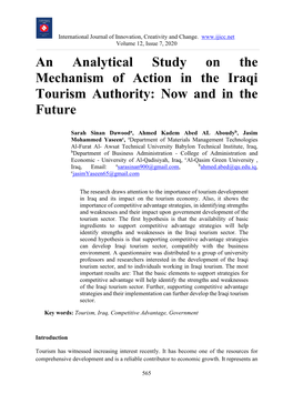 An Analytical Study on the Mechanism of Action in the Iraqi Tourism Authority: Now and in the Future