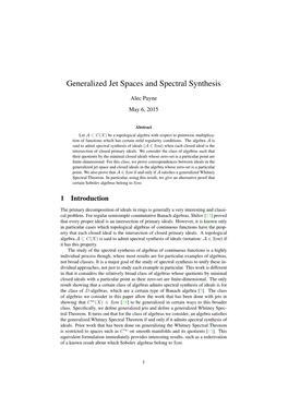 Generalized Jet Spaces and Spectral Synthesis