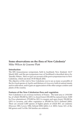 Some Observations on the Flora of New Caledonia* Mike Wilcox & Graeme Platt
