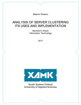 Analysis of Server Clustering Its Uses And