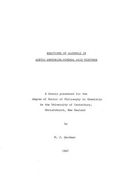 Reactions of Alcohols in Acetic Anhydride-Mineral Acid Mixtures