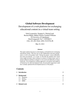 Global Software Development Development of a Web Platform for Exchanging Educational Content in a Virtual Team Setting