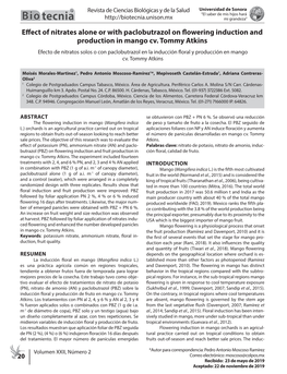 Effect of Nitrates Alone Or with Paclobutrazol on Flowering Induction and Production in Mango Cv