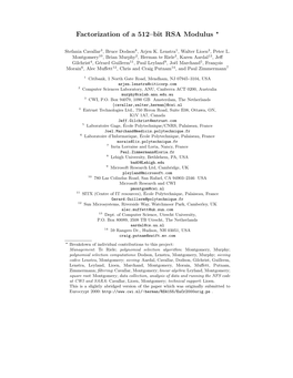 Factorization of a 512–Bit RSA Modulus *