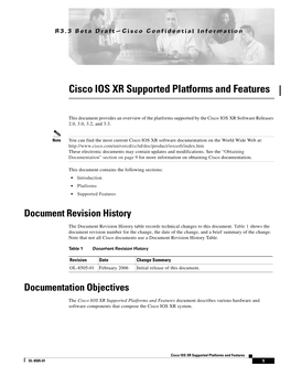 Cisco IOS XR Supported Platforms and Features