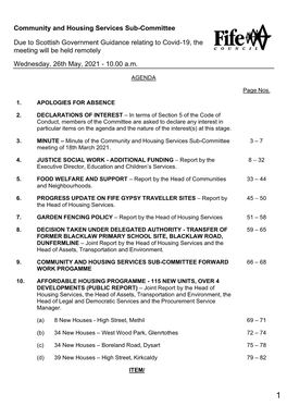 Community and Housing Services Sub-Committee Due to Scottish Government Guidance Relating to Covid-19, the Meeting Will Be Held