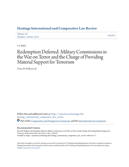 Military Commissions in the War on Terror and the Charge of Providing Material Support for Terrorism Dana M