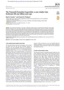 The Nonesuch Formation Lagerstätte: a Rare Window Into Freshwater Life One Billion Years Ago