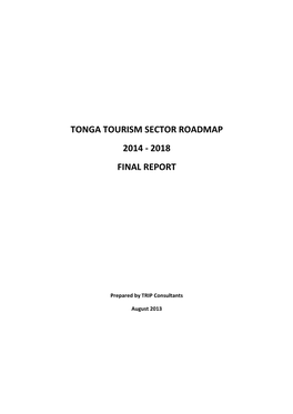 Tonga Tourism Sector Roadmap 2014 - 2018 Final Report