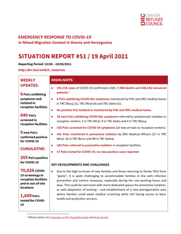 SITUATION REPORT #51 / 19 April 2021 Reporting Period: 13/04 – 19/04/2021