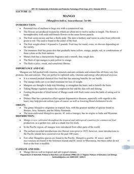90 LECTURE -21 (Mangifera Indica, Anacardiaceae; 2N=40