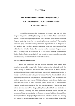 Chapter-V Period of Marginalization (1967-1971)