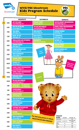 WVIZ/PBS Ideastream Kids Program Schedule October 2020