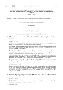 Publication of a Communication of Approval of a Standard