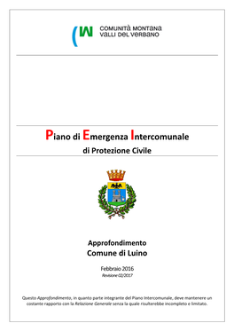 Piano Di Emergenza Intercomunale Di Protezione Civile