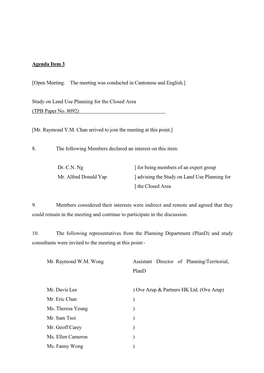 Study on Land Use Planning for the Closed Area (TPB Paper No