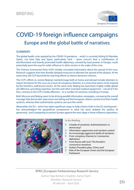 COVID-19 Foreign Influence Campaigns Europe and the Global Battle of Narratives