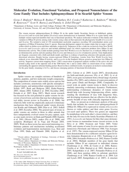 Molecular Evolution, Functional Variation, and Proposed Nomenclature of the Gene Family That Includes Sphingomyelinase D in Sicariid Spider Venoms