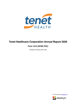 Tenet Healthcare Corporation Annual Report 2020