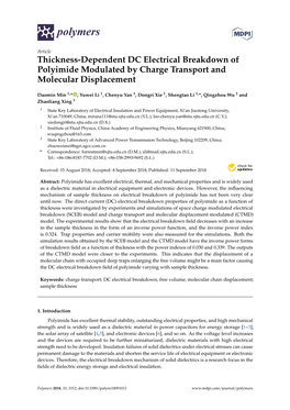 Thickness-Dependent DC Electrical Breakdown of Polyimide Modulated by Charge Transport and Molecular Displacement