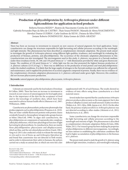 Production of Phycobiliproteins by Arthrospira Platensis Under Different