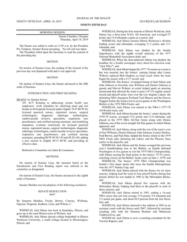 JOURNAL of the SENATE 1 NINETY FIFTH DAY, APRIL 18, 2019 2019 REGULAR SESSION NINETY FIFTH DAY MORNING SESSION Senate Chamber, O