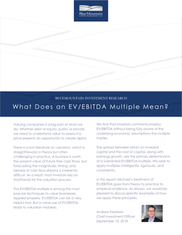 What Does an EV/EBITDA Multiple Mean?