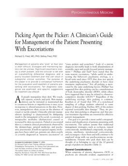 Picking Apart the Picker: a Clinician's Guide for Management Of