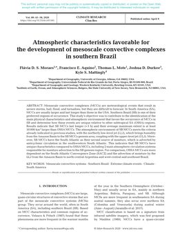 Atmospheric Characteristics Favorable for the Development of Mesoscale Convective Complexes in Southern Brazil