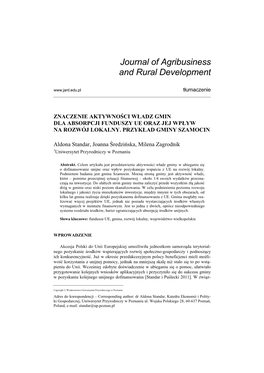 Journal of Agribusiness and Rural Development Tłumaczenie