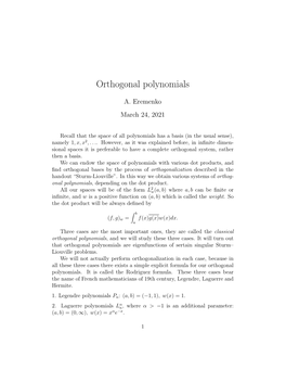 Orthogonal Polynomials