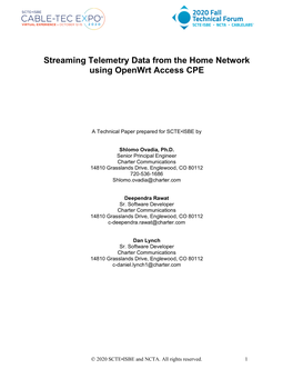 Streaming Telemetry Data from the Home Network Using Openwrt Access CPE