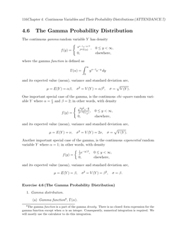 4.6 the Gamma Probability Distribution